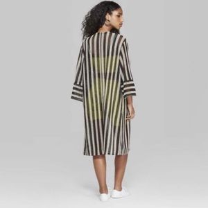 Wild Fable Crochet Black and White Striped Duster / Kimono